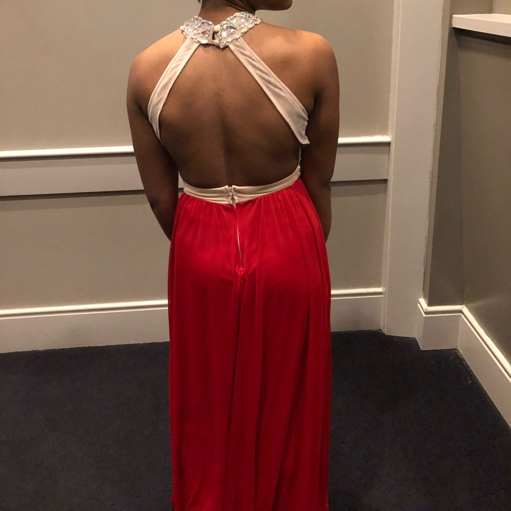 Size 3/4 long red and gold dress